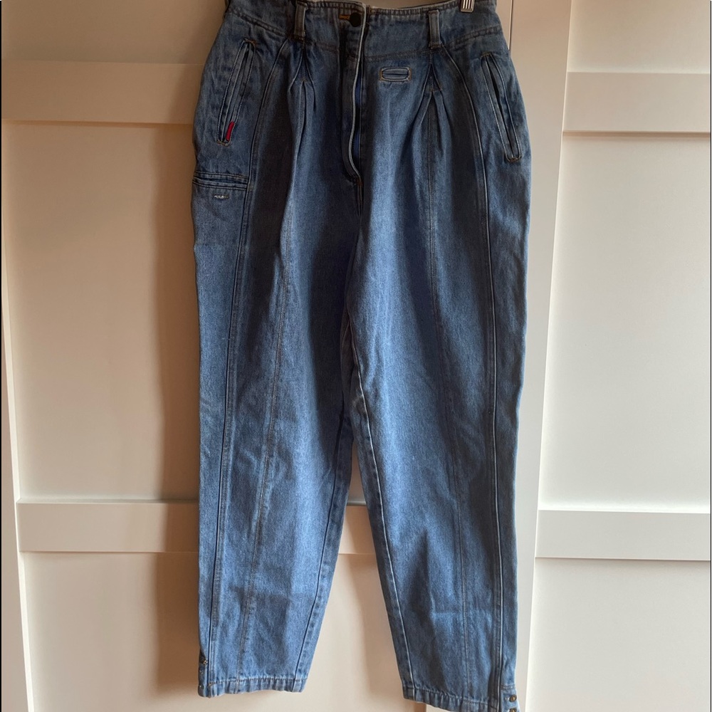 Vintage denim pants by Together, waist 28”, hips 90”, inseam 28”.